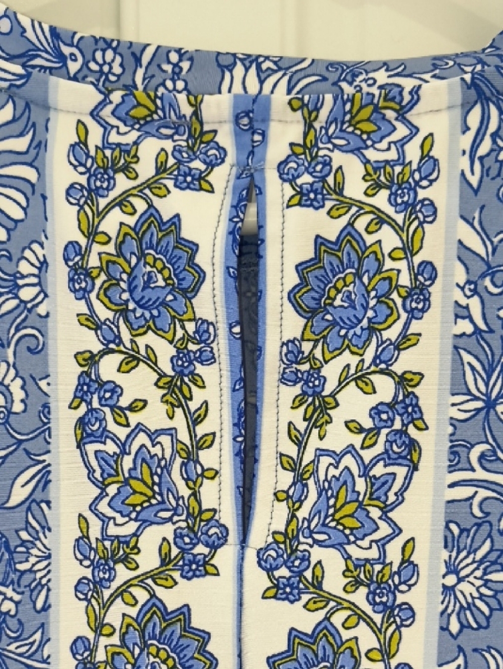 Chaus Blue and White Floral Border Sleeveless Top - Picture 4 of 5